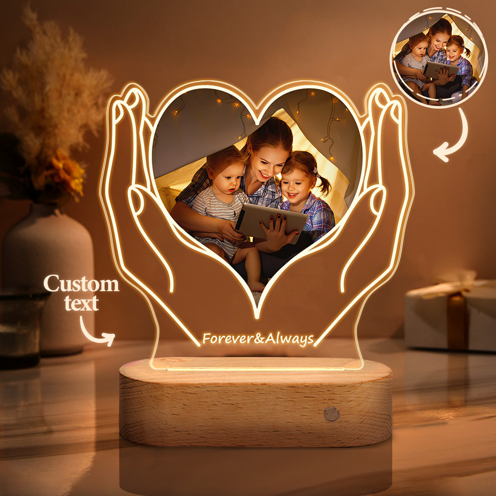 Heart-Shaped Pet Memorial Night Light - Custom Photo & Text Glow Tribute
