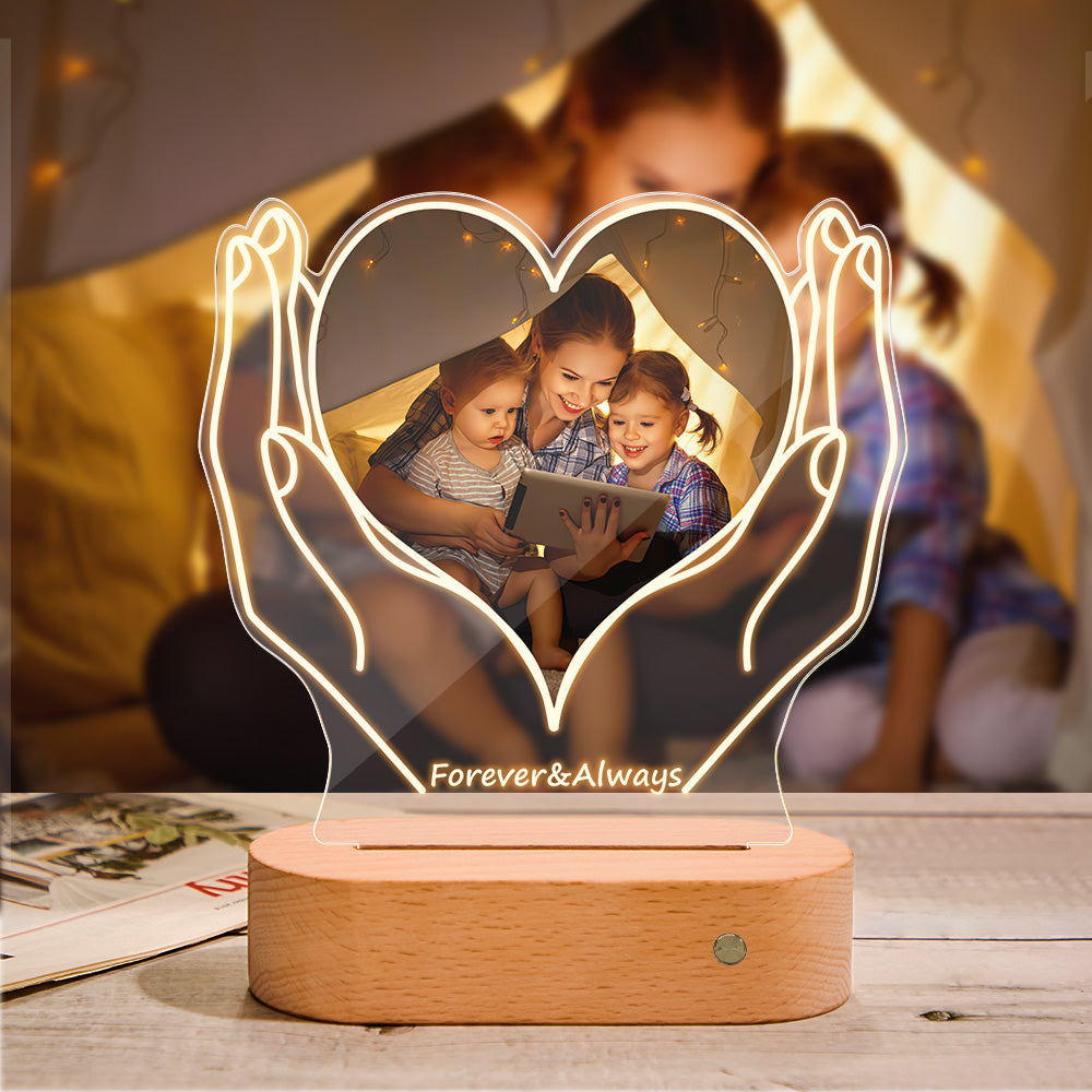 Heart-Shaped Pet Memorial Night Light - Custom Photo & Text Glow Tribute
