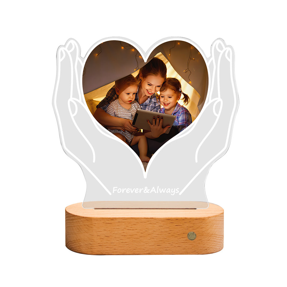 Heart-Shaped Pet Memorial Night Light - Custom Photo & Text Glow Tribute