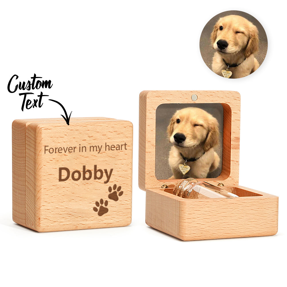Personalized Pet Fur Wooden Keepsake Box Memorial Gift for Pet Owner