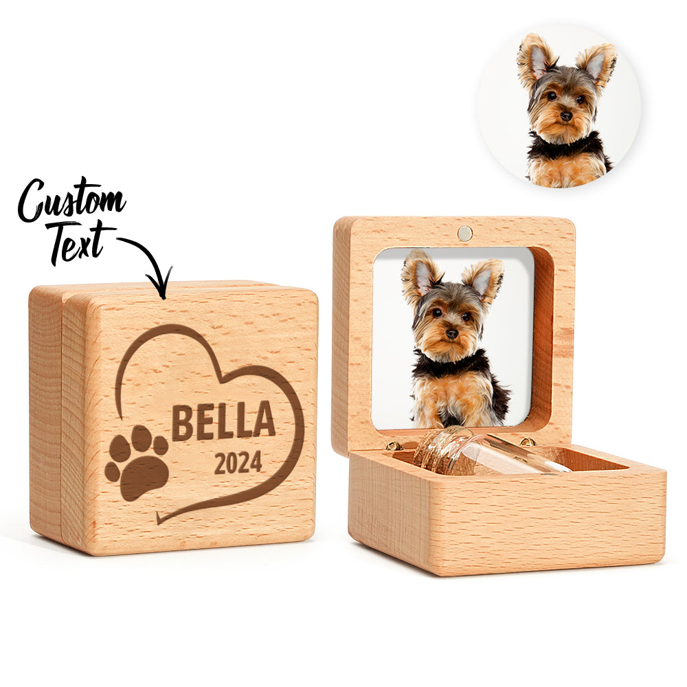 Personalized Pet Fur Wooden Keepsake Box Memorial Gift for Pet Owner