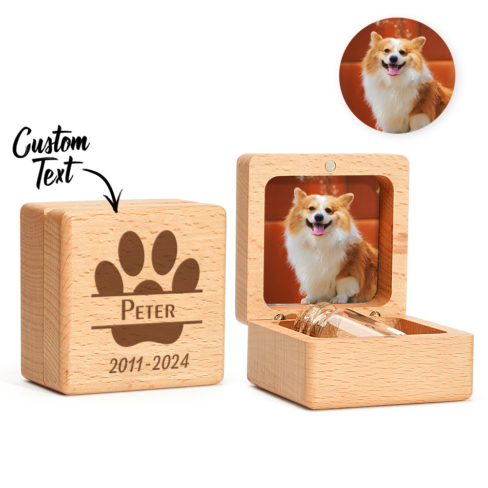 Personalized Pet Fur Wooden Keepsake Box Memorial Gift for Pet Owner