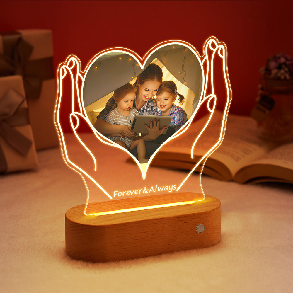 Heart-Shaped Pet Memorial Night Light - Custom Photo & Text Glow Tribute