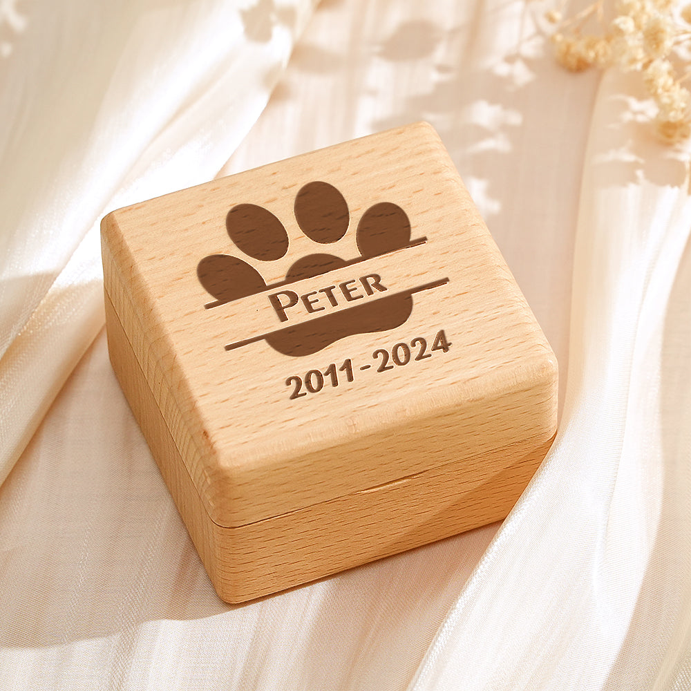 Personalized Pet Fur Wooden Keepsake Box Memorial Gift for Pet Owner